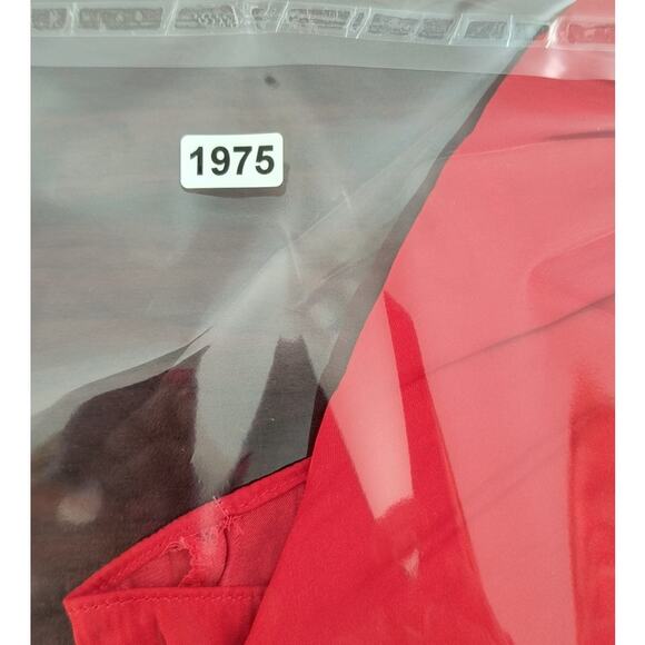 H&M Peasant Blouse Women's Sz 14 Red Long Sleeve Ruffle Shirred Waist Cuffs Top - Picture 12 of 12